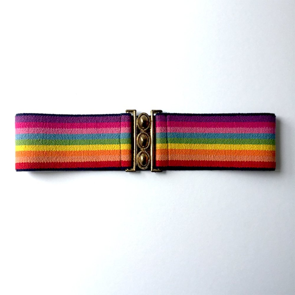SOLD❗️Vintage 70’s Rainbow Elastic Wide Waist Belt